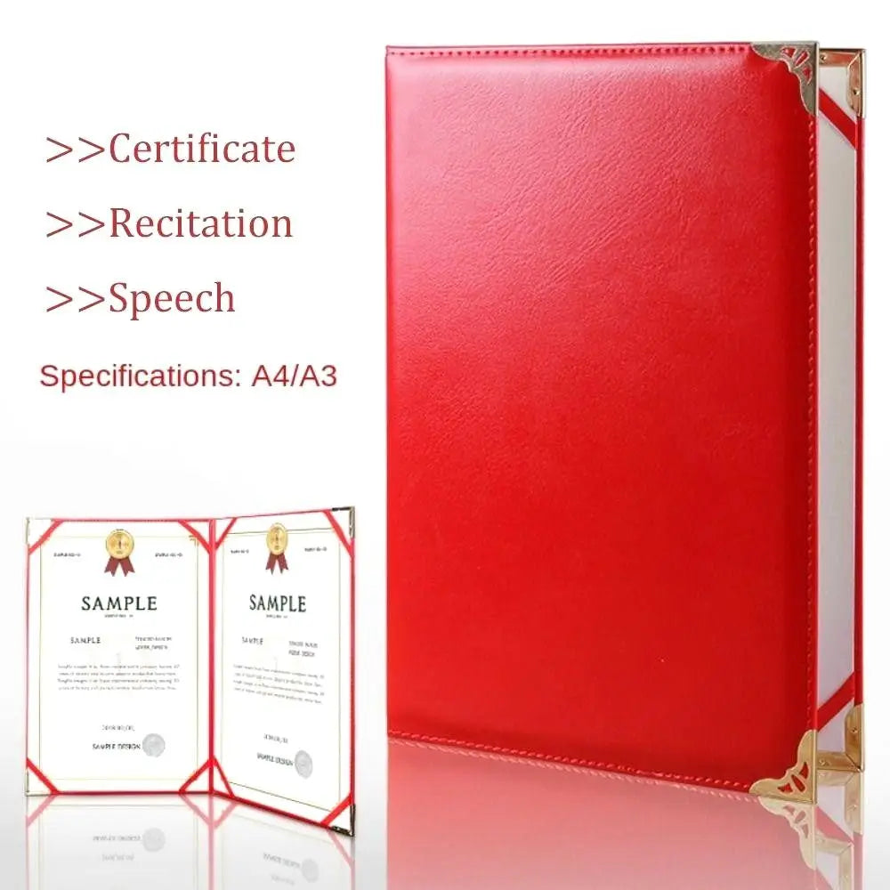 PU Leather A3/A4 Certificate & Contract Folder Cover