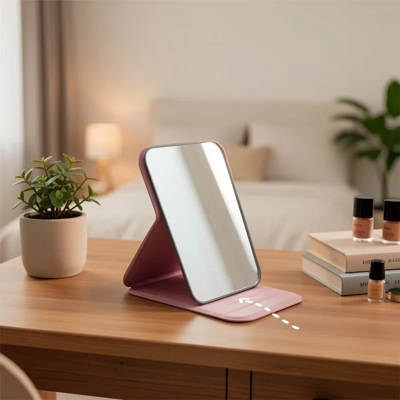Nixie Mini Pink Foldable HD Makeup Mirror | Travel & Dorm