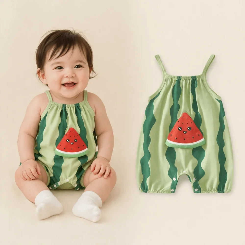 Sweet Watermelon Baby Romper | Loose Cotton One-Piece 1–3Y