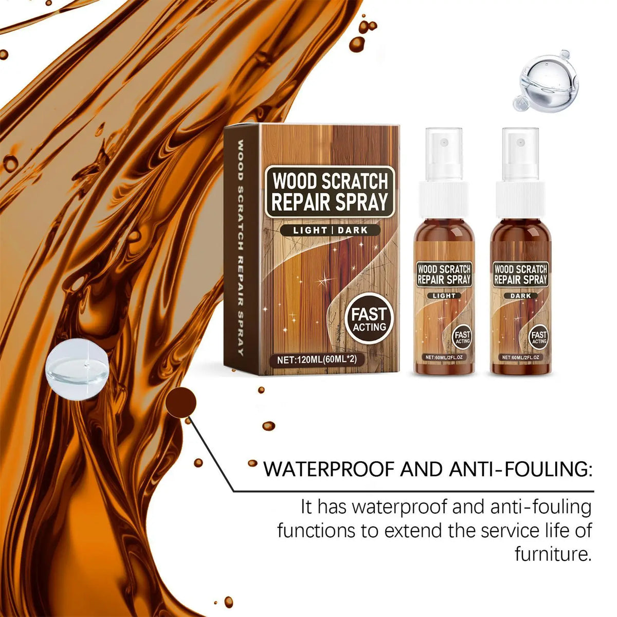 Wood Scratch Repair Spray 2pc – Furniture & Floor Restorer