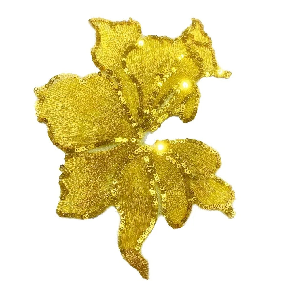 3D Sequin Flower Embroidery Applique Sew-On Lace Patch DIY
