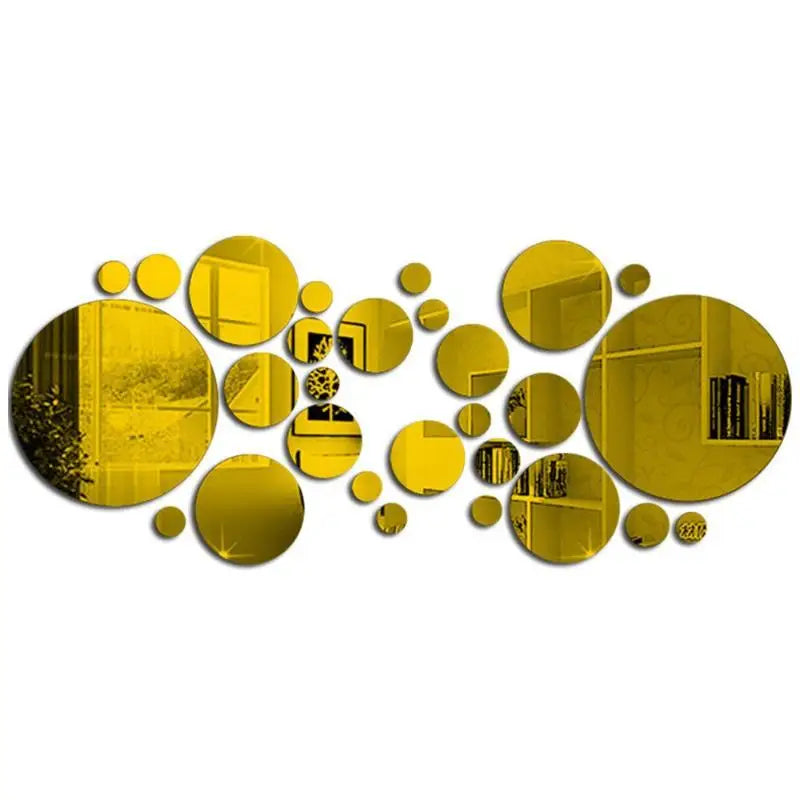 26Pcs 3D Round Acrylic Mirror Wall Stickers – DIY Home Decor