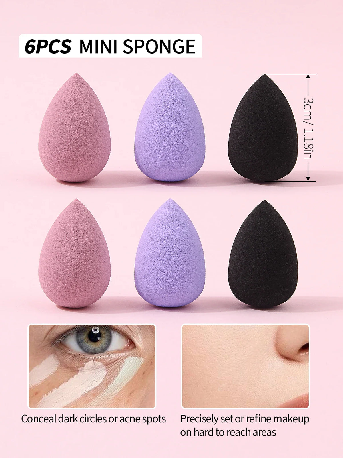6Pcs Mini Makeup Sponge Set – Dry & Wet Cosmetic Blender