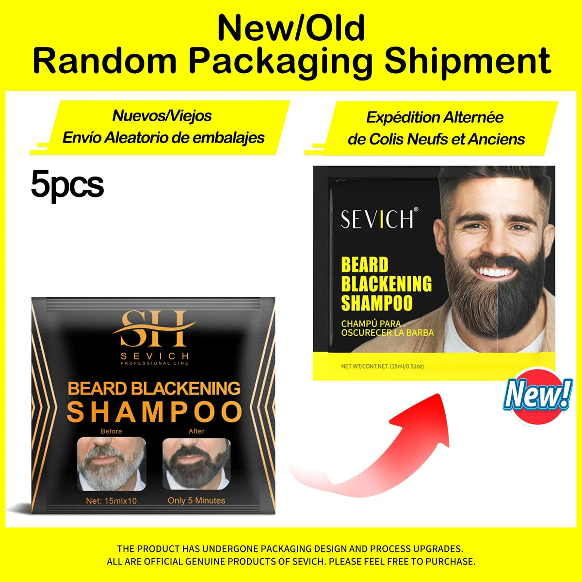 Sevich Black Beard Dye Shampoo – 5-Min Color for Men