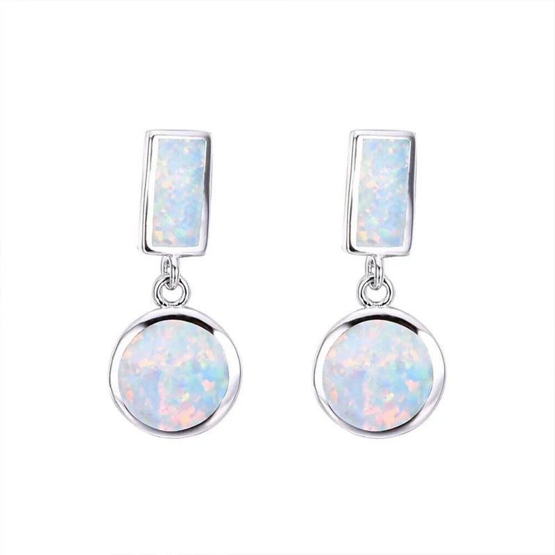 White Simulated Opal Stud Earrings – Trendy Fashion Gift