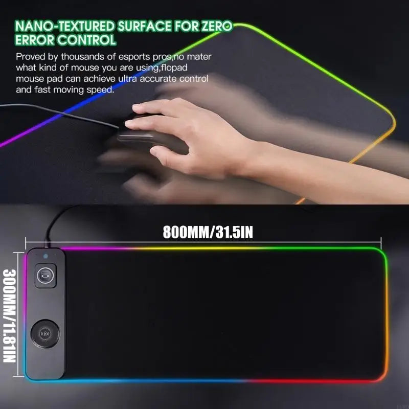 Wireless Charging RGB Mouse Pad – 31" Desk Mat, 15 Light Modes