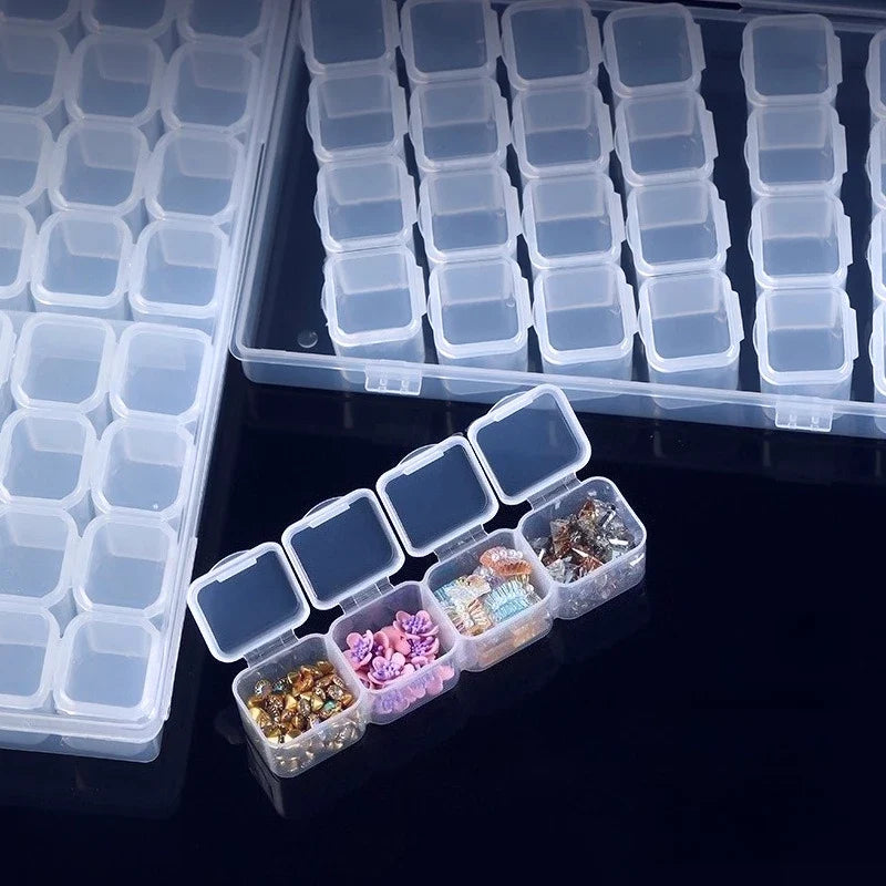 28-Compartment Nail Art Organizer – Rhinestone Storage Case