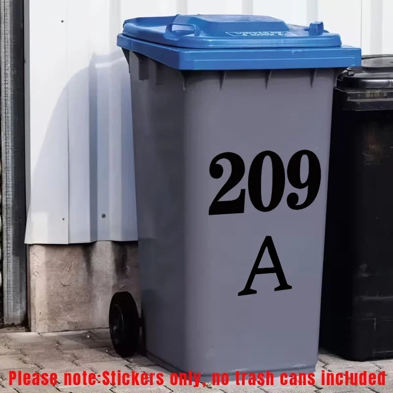 Wheelie Bin Stickers Weatherproof PVC Numbers & Letters Labels