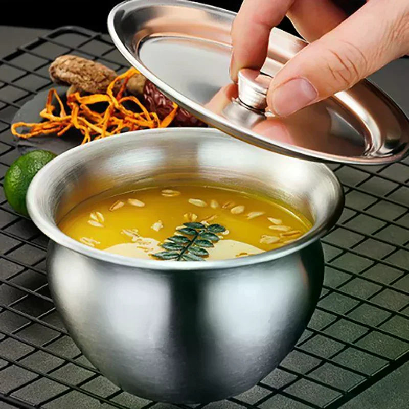 Stainless Steel Steaming Bowl with Lid | Multi-Use Kitchen Bowl