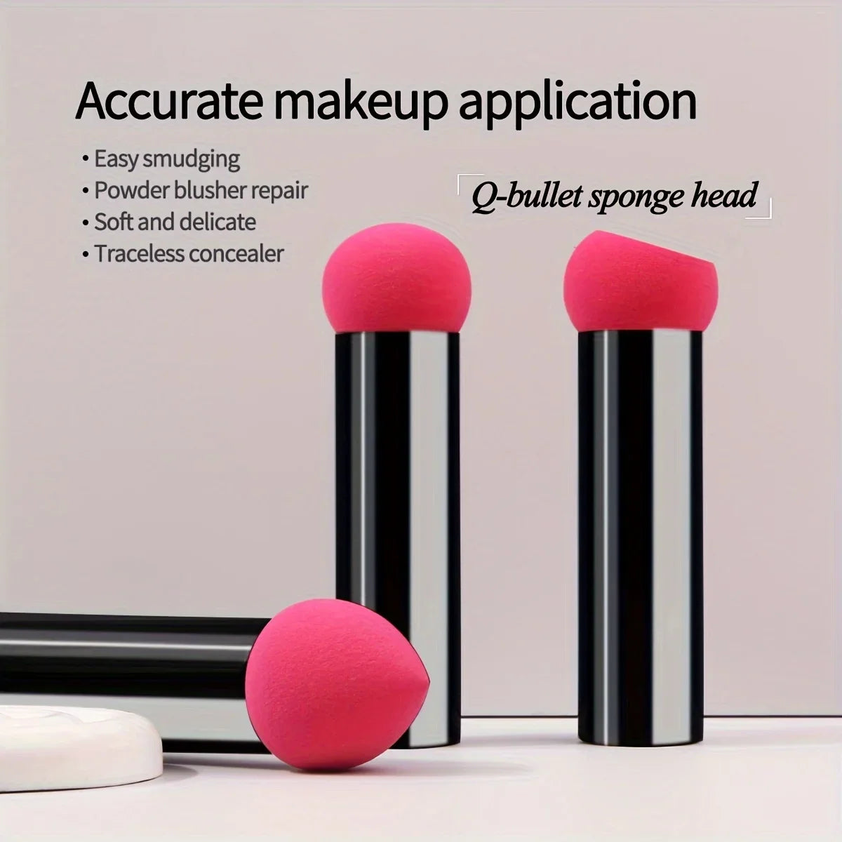 Mushroom Powder Puff Black Metal Handle Sponge Foundation