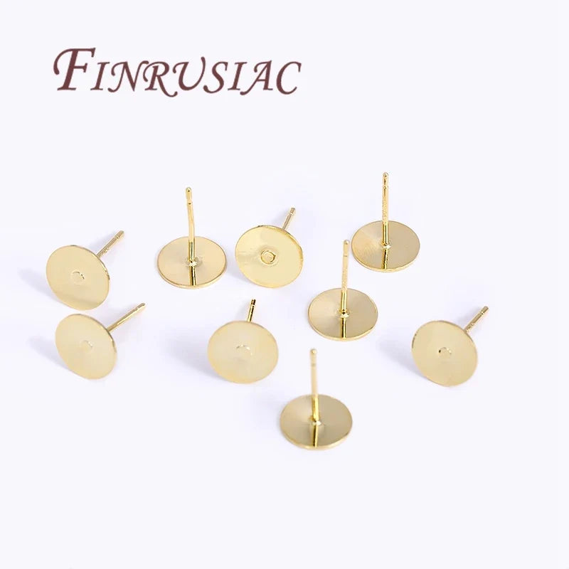 50Pcs 18K Gold Plated Blank Stud Earring Bases – DIY Jewelry