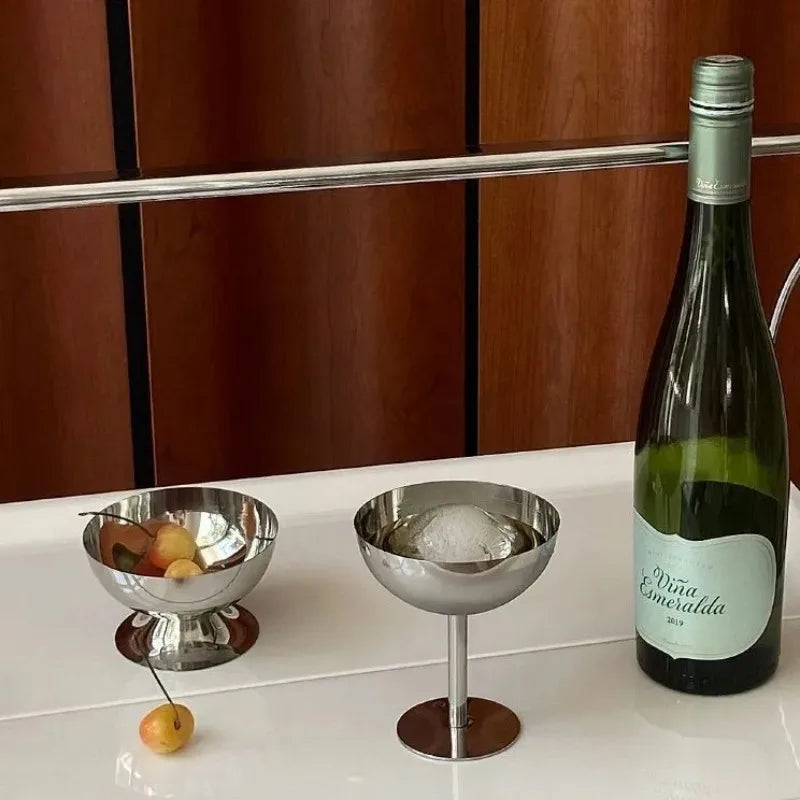Stainless Steel Goblet Dessert Bowl with Fork – Party Tableware