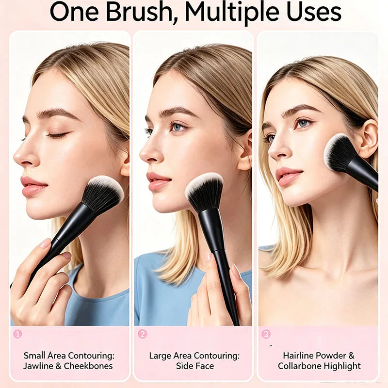 Fluffy Angled Contour Makeup Brush – Soft Dense Bristles