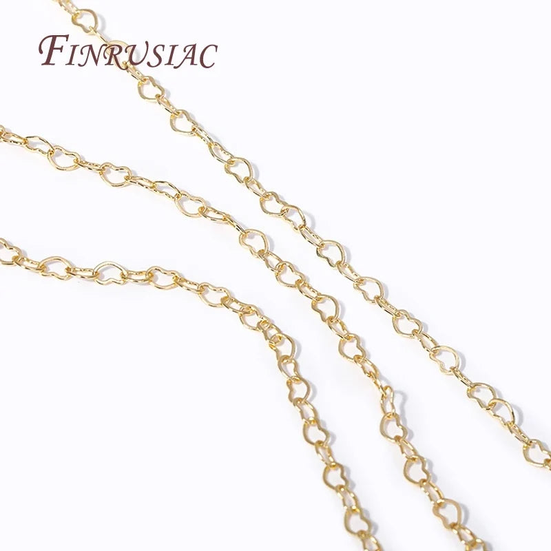 18K Gold Plated Heart Link Chain – DIY Bracelet & Necklace