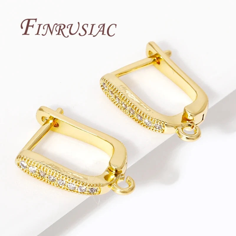 18K Gold Plated Zircon Earring Hook Clasps – DIY Findings