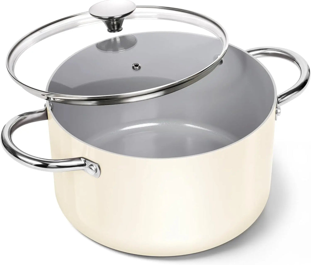 MICHELANGELO 6QT Ceramic Nonstick Stock Pot with Lid | Induction