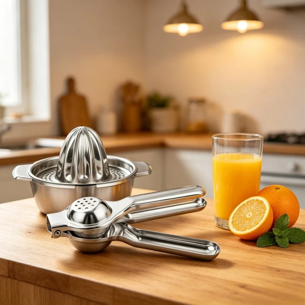 2-Piece Stainless Steel Lemon Squeezer & Citrus Juicer Set