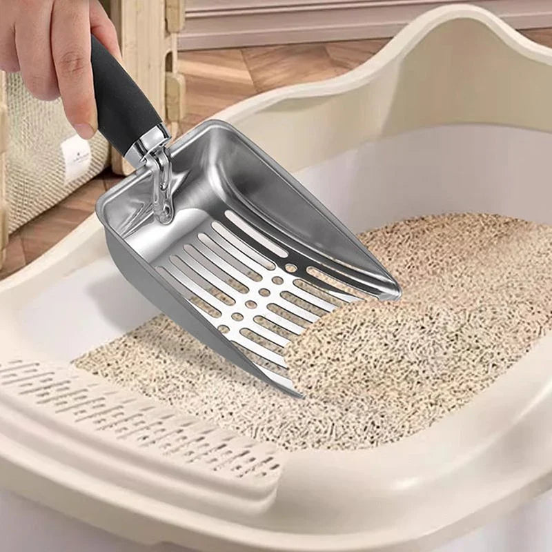 Stainless Steel Cat Litter Scoop – Long Handle Pet Cleaning Tool
