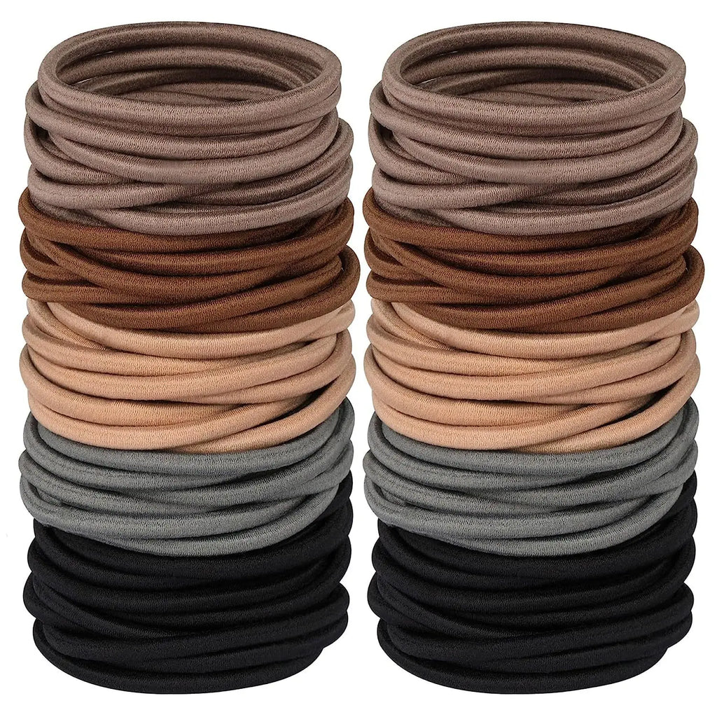 Black Elastic Hair Ties 4MM Ponytail Holders 10/30/50 Pack