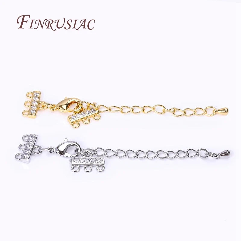 18K Gold Plated Zircon Lobster Clasp & Extension Chain Connector