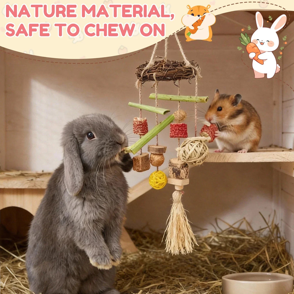 2-Pack Hanging Rabbit Chew Toy – Natural Small Pet Accessory