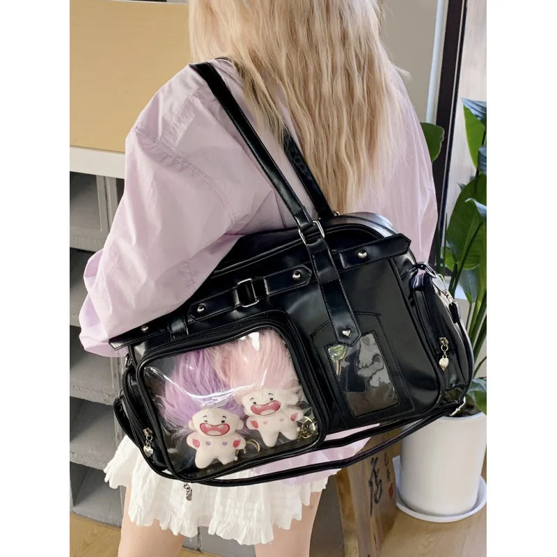 Nixie 2D Anime Purple Boston Bag – Large Shoulder & Crossbody