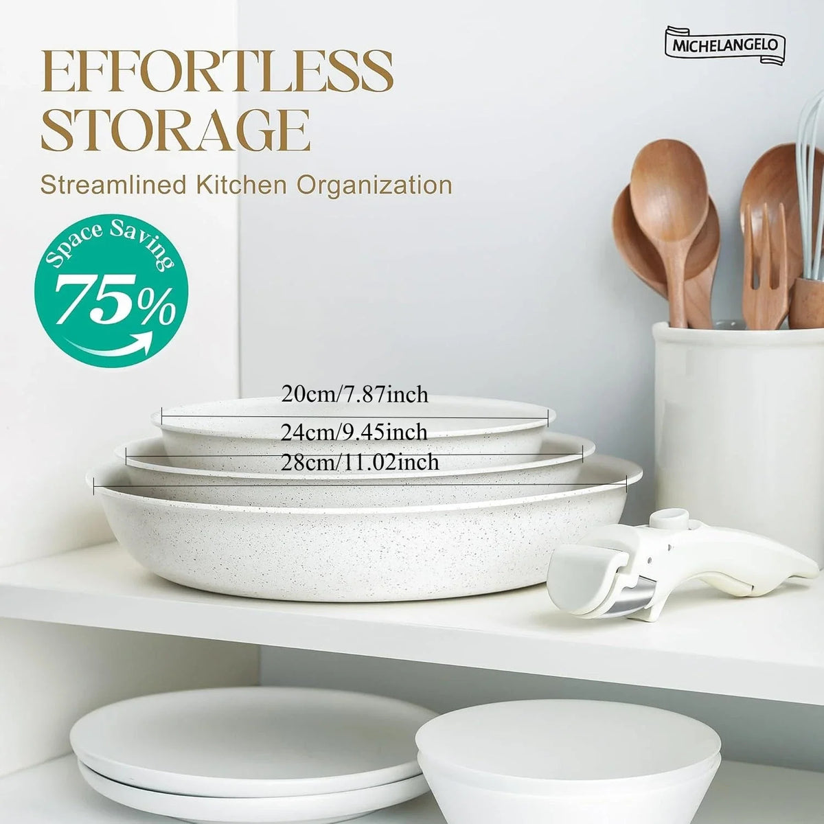 MICHELANGELO Nonstick Frying Pan Set – Granite Coated, Oven Safe