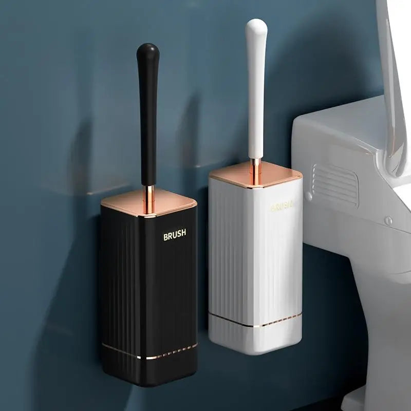 Wall Mounted Toilet Brush Set – No Drill, Long Handle, Quick Dry