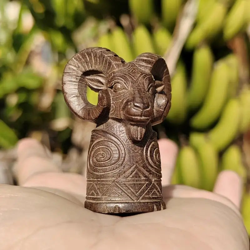 Hand-Carved Wooden Sheep Totem Figurine – Home Décor Gift