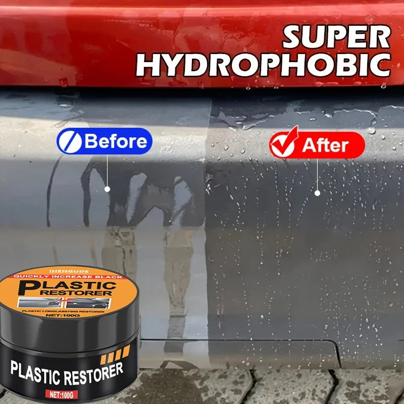 Car Plastic Restorer & Interior Wax Polish – Restores Black Shine