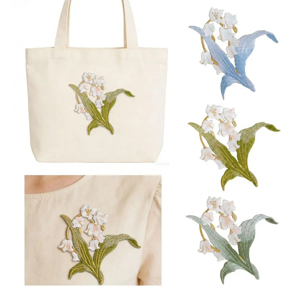 Orchid Embroidery Iron-On Patch – DIY Fabric Decoration