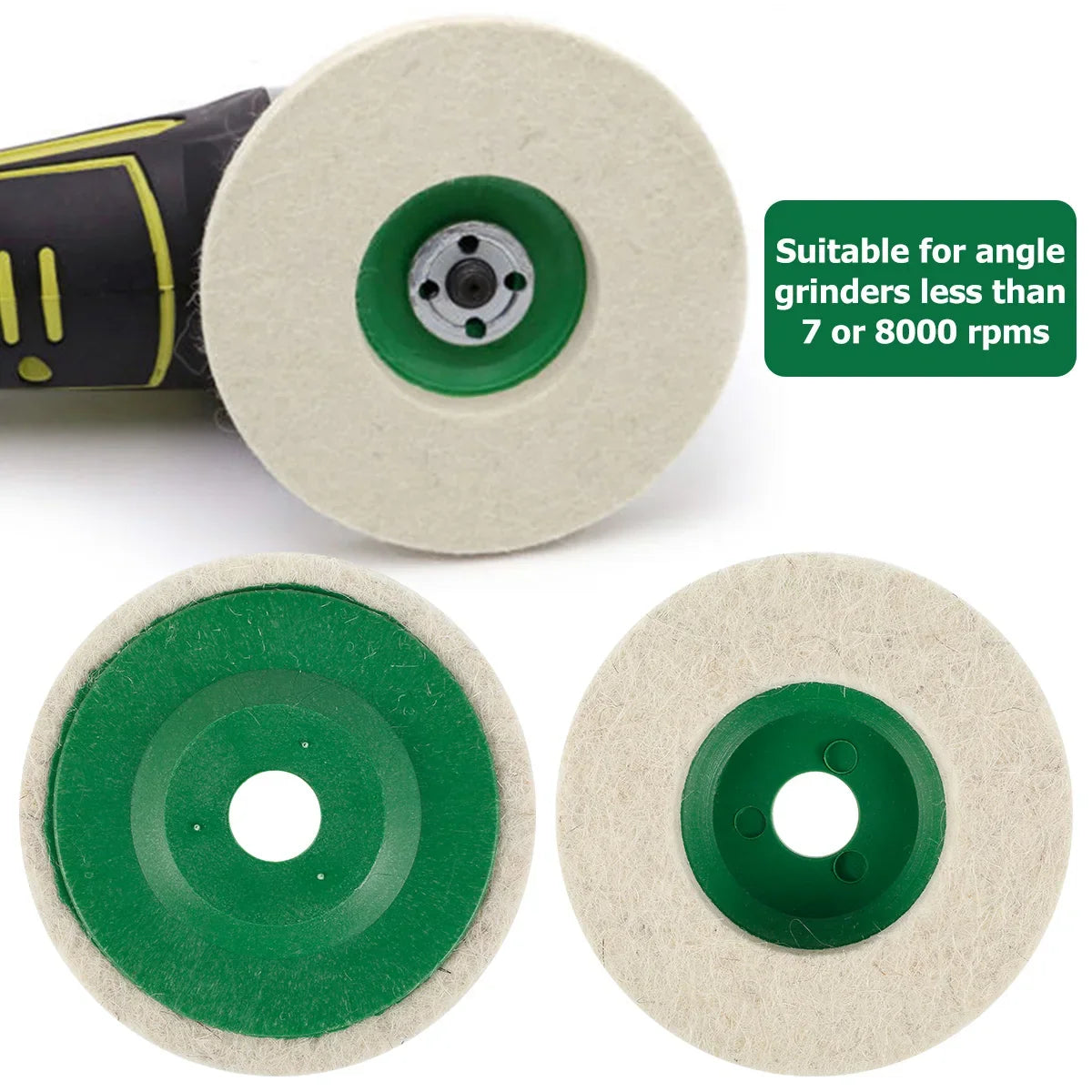 10Pcs 4" Wool Felt Buffing Pads for Angle Grinder Polishing