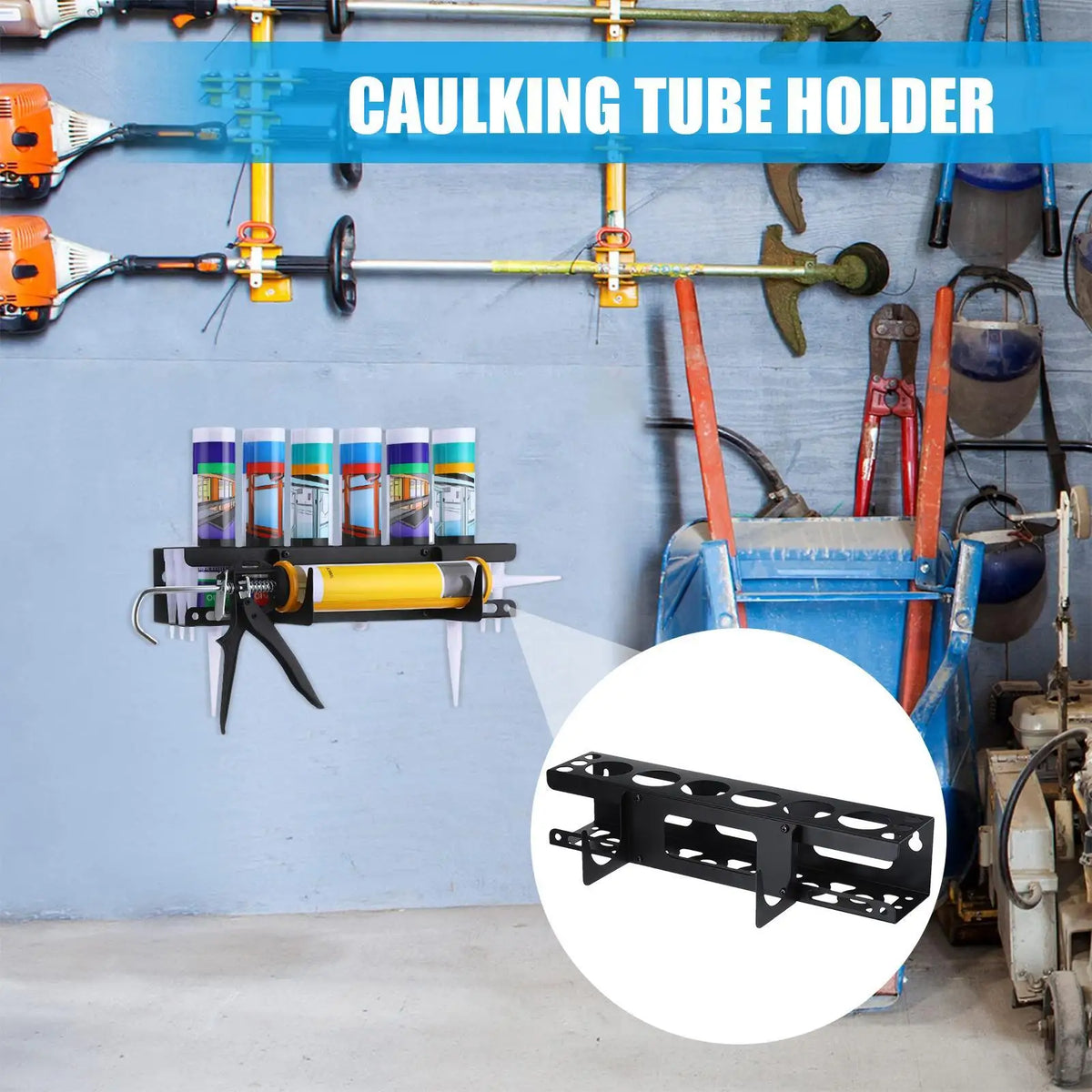 Wall Mount Spray Can & Caulk Tube Rack | Steel Storage Holder