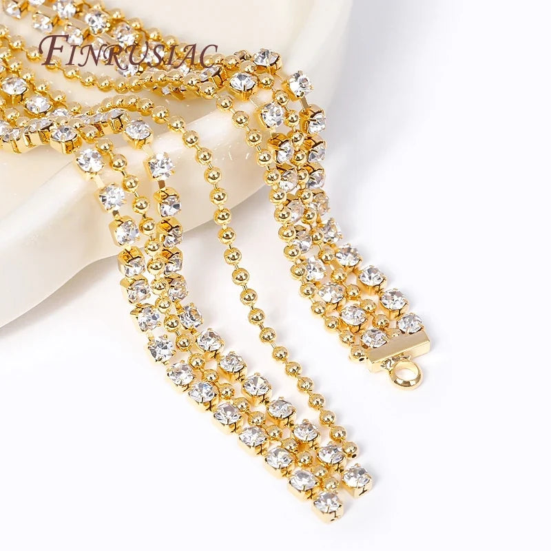 18K Gold Plated Rhinestone Tassel Pendant – DIY Earring Finding
