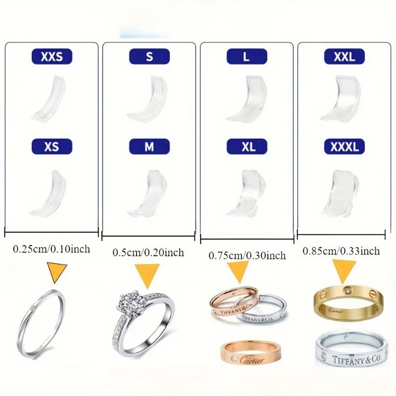 Silicone Ring Size Adjuster Set – 8 Clear Ring Resizers