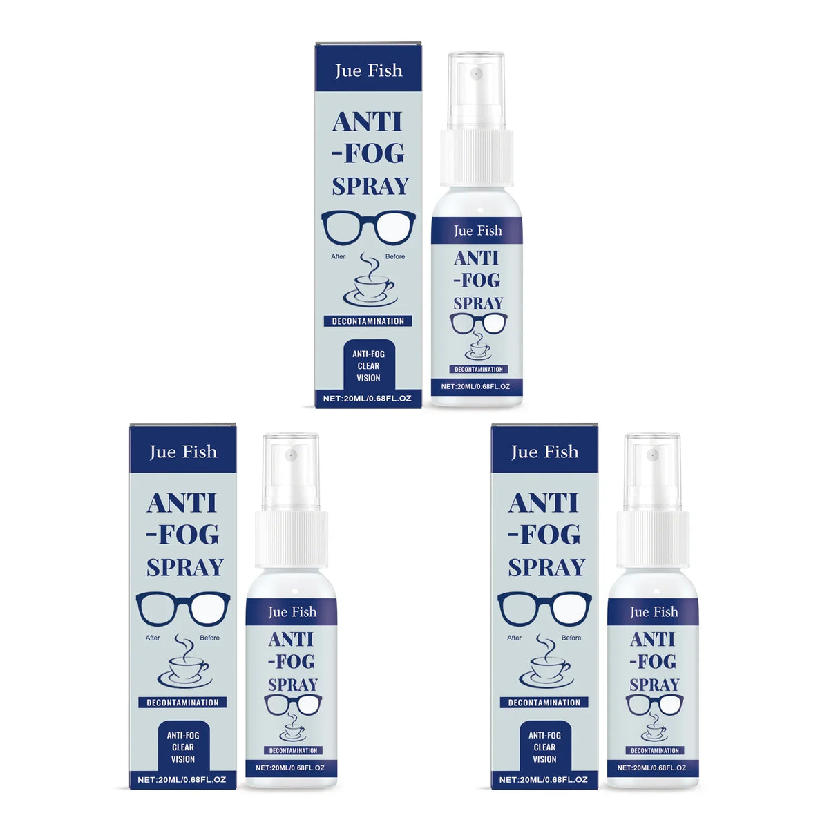 Jue-Fish Anti-Fog Eyeglass Lens Cleaning Spray 20ml