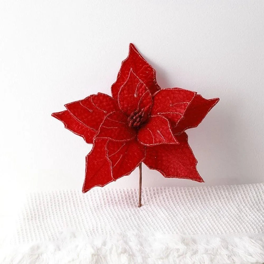 Large Artificial Christmas Glitter Flower – Festive Party Décor
