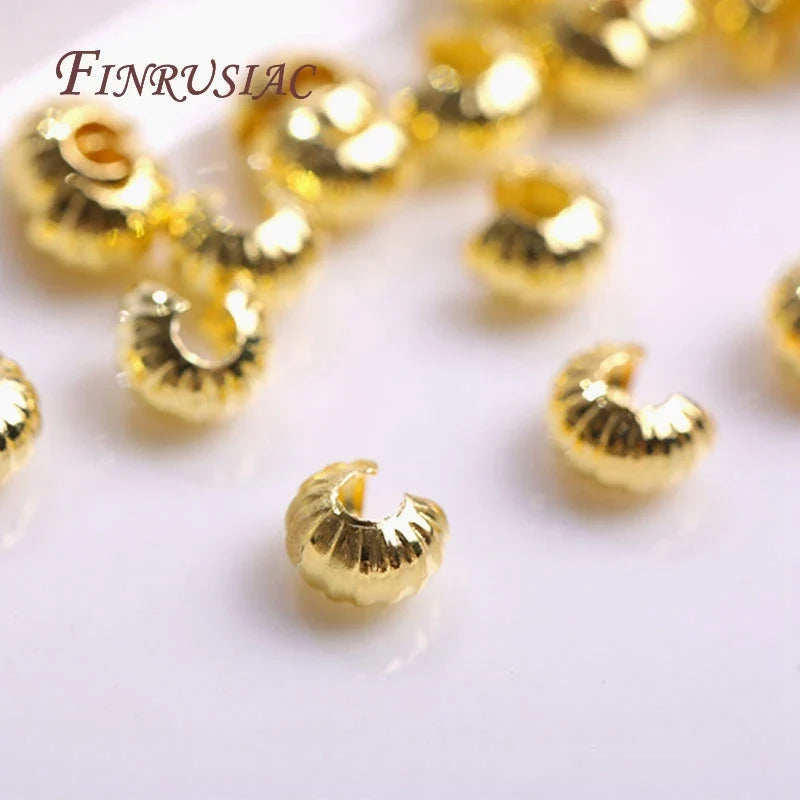 14K/18K Gold Plated 4mm Crimp Bead Covers | DIY Jewelry Findings