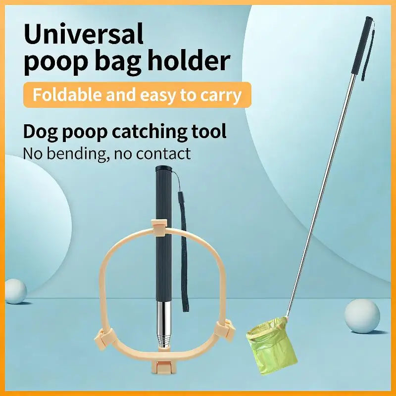Foldable Telescopic Dog Poop Bag Holder – Non-Contact Pet Tool