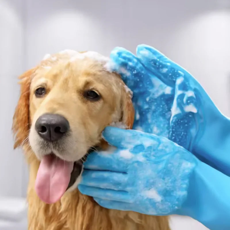 Pet Grooming Gloves – Dog & Cat Bathing Hair Removal Scrubber