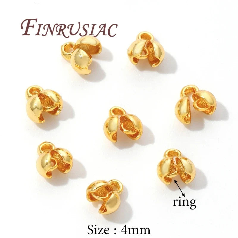 18K Gold Plated Crimp Beads & Bead Tip Connectors – 10–20 Pcs