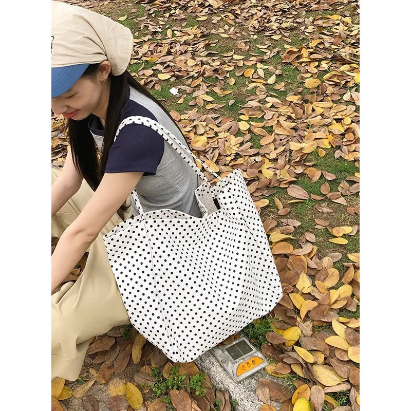 Korean Retro Polka Dot Crossbody Bag – Large Shoulder Bag