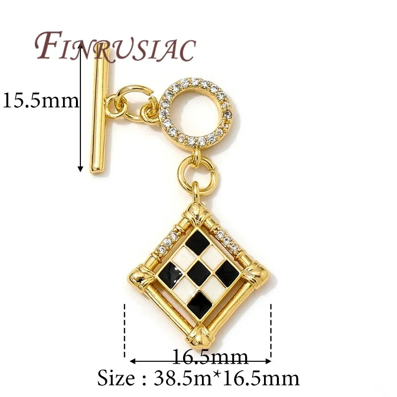 18K Gold Plated OT Toggle Clasp – Brass Zircon Jewelry Findings