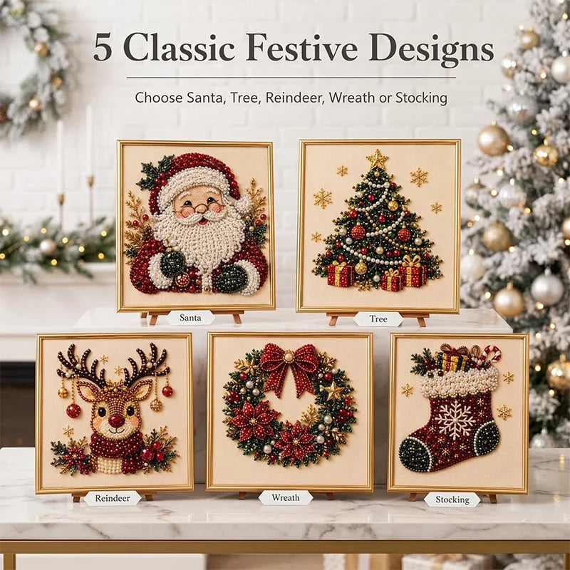 Christmas Diamond Painting Kit with Frame | DIY Pearl Bead Art