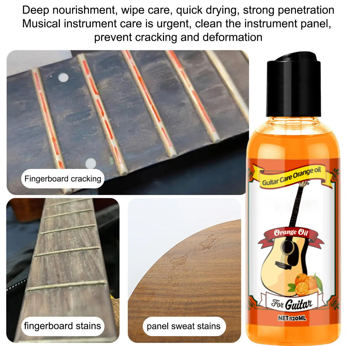 Guitar Fretboard Polishing Oil 120ml + Cleaning Cloth Set