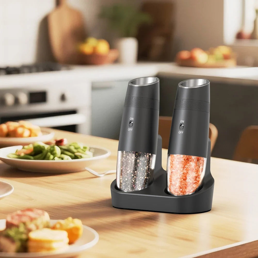 CLITON USB Rechargeable Automatic Salt & Pepper Grinder Set