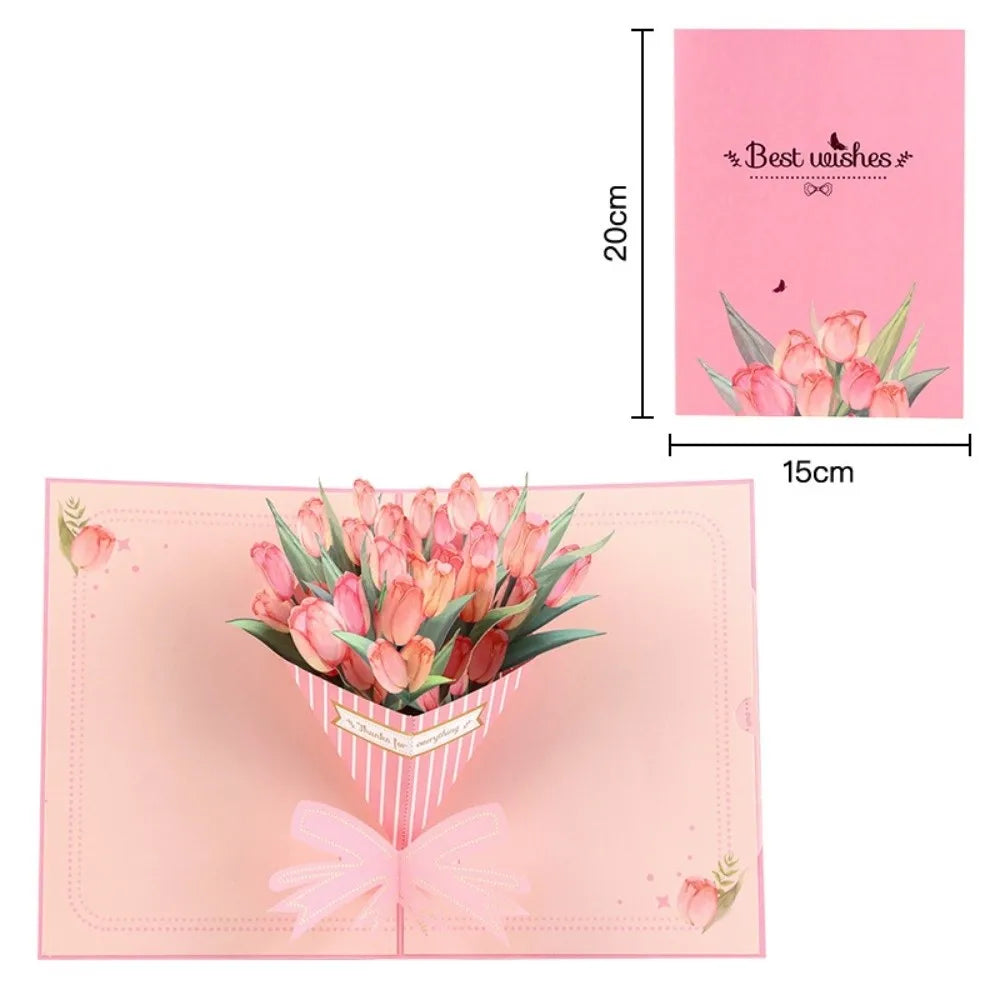 3D Pop-Up Flower Bouquet Greeting Card | Handmade Paper Art