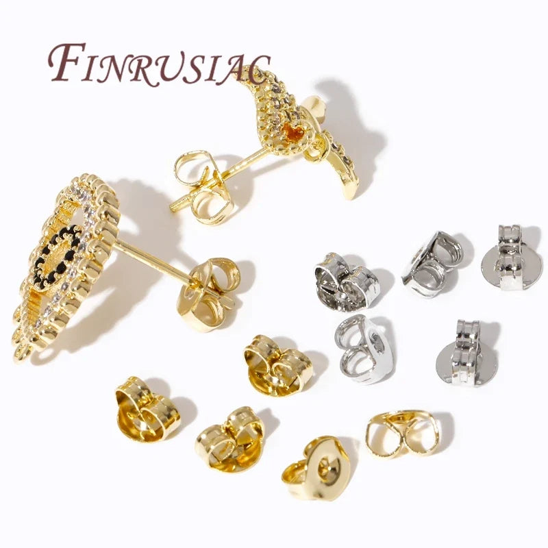 50-Pack 14K Gold Plated Earring Backs – Stud Locking Stoppers