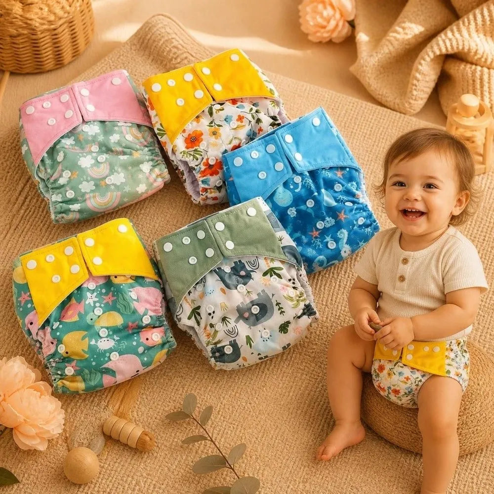 Reusable Bamboo Charcoal Pocket Cloth Diapers | Fits 3–15kg