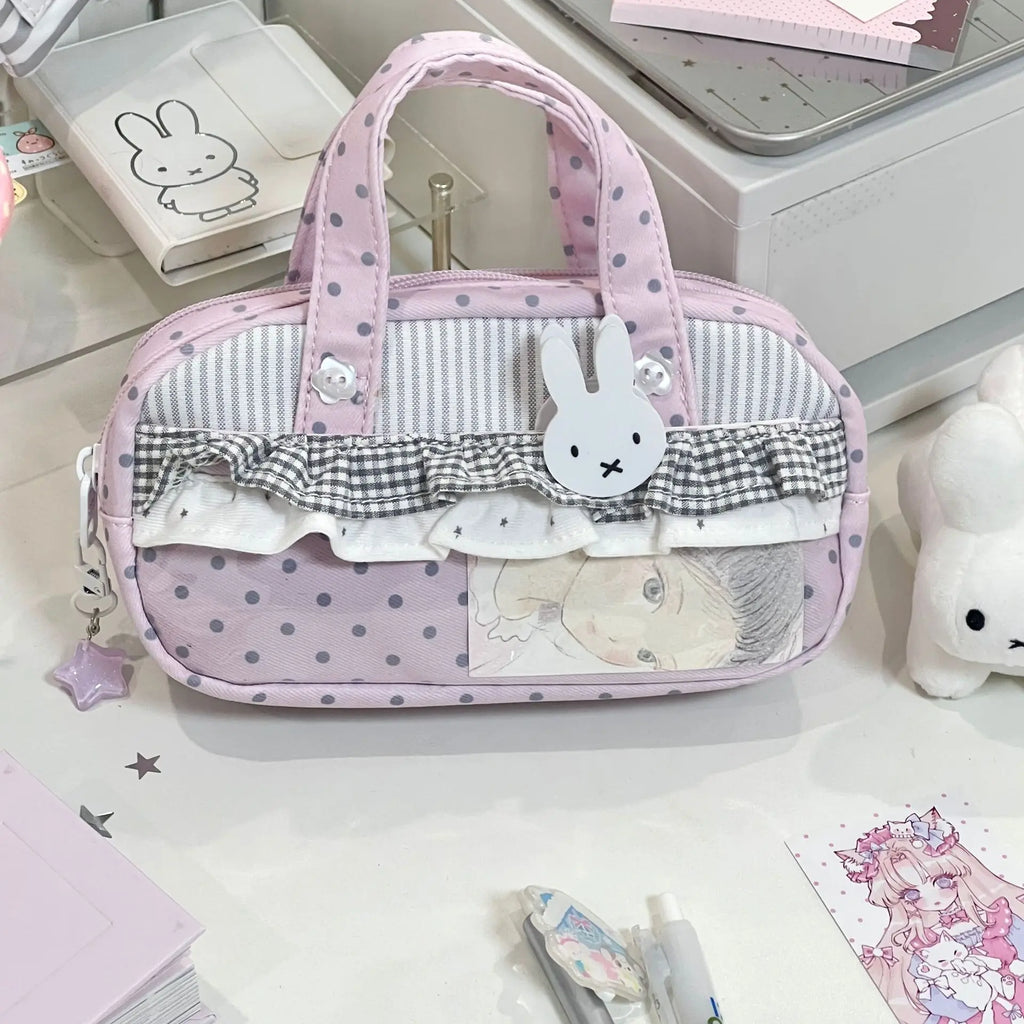 Large Polka Dot Makeup Bag – Double Layer Cosmetic Organizer